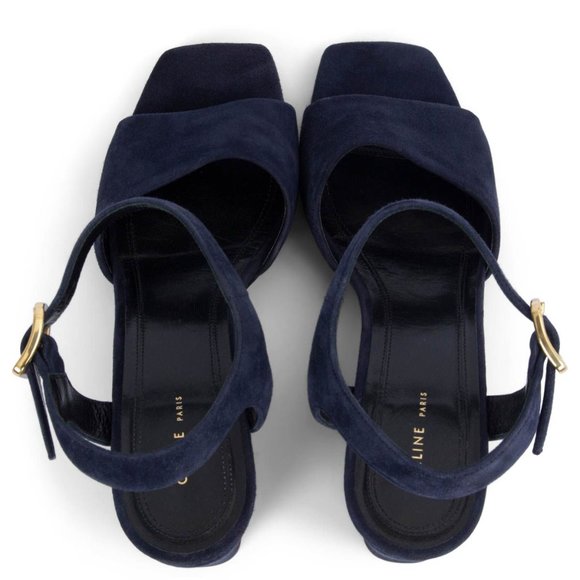 Céline by Phoebe Philo 2016 Block Heel Sandals Navy Suede size 40 - Picture 2 of 11